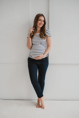 Milk Shirt Bluzka do karmienia i ciążowa z krótkim rękawem Milk&Love w cienkie paski