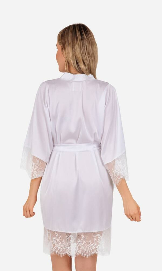 Emma Szlafrok damski satynowy ByShelly - biały