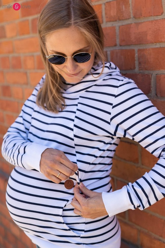 Milk Please bluza do karmienia Milk&Love w granatowo-białe paski