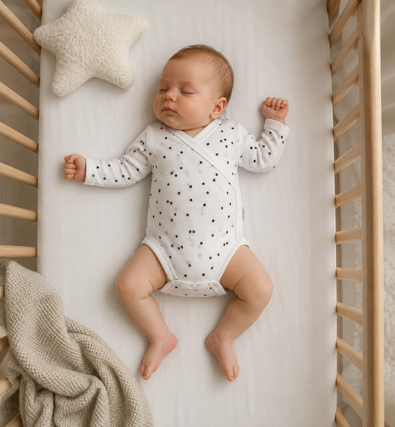 Body Bawełniane dla Niemowląt Mamatti BD15326 Kwiatki – Długi Rękaw