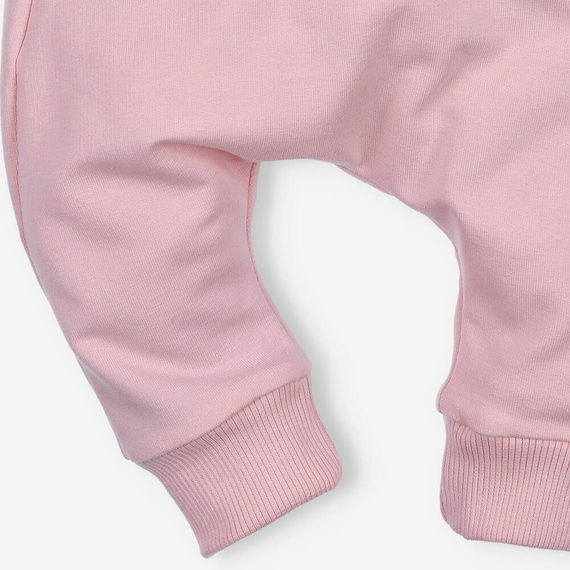 ABN-4517/PUR Spodnie dresowe kieszonka z bawełny organicznej Nini pudrowy róż