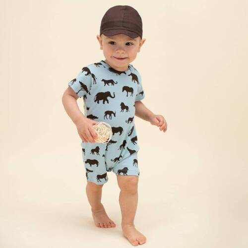 Safari Pinokio Rampers niemowlęcy - afryka niebieski