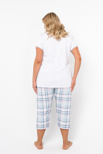 Glamour Piżama Damska krótki rękaw i 3/4 spodnie Italian Fashion - melanż/druk