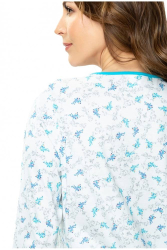 86566 Anna Piżama damska rozpinana Mewa - biały-turkus
