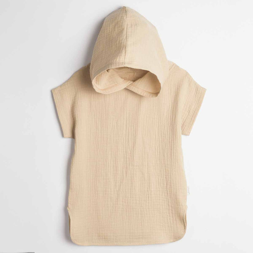 Ponczo dziecięce Nicol 224392 muślin 100% bawełna z kapturem- beżowy