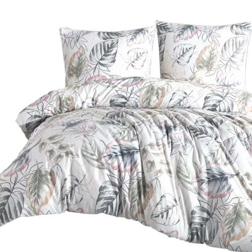 31505/1 Pościel flanelowa liście Darymex biały