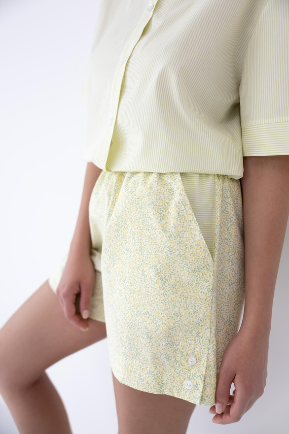 Piżama damska Sensis Ophelia limonkowa – letnia, 100% bawełna, guziki