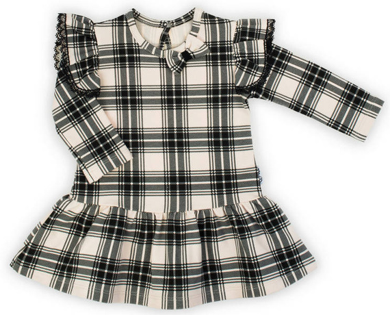 Sukienka + opaska 163668 "Magia Świąt" Nicol - kratka: czarny, beżowy