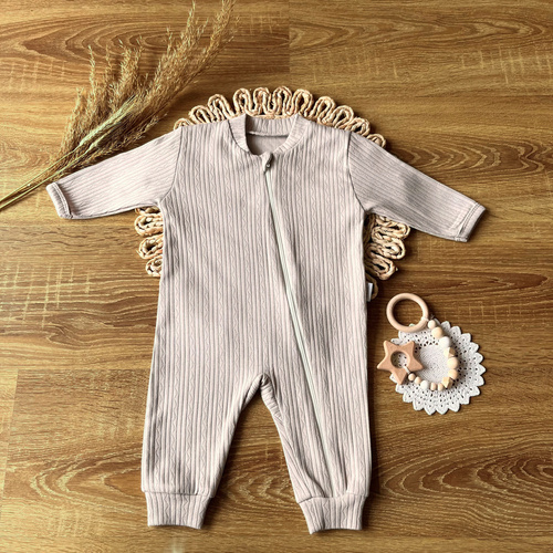 PSAG015 EkoBaby Mamatti Pajac niemowlęcy bez stópek - beżowy