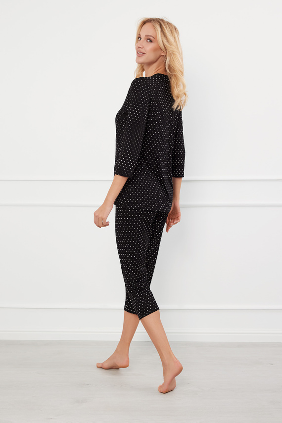 Puntini Piżama Damska 3/4 Italian Fashion - czarny