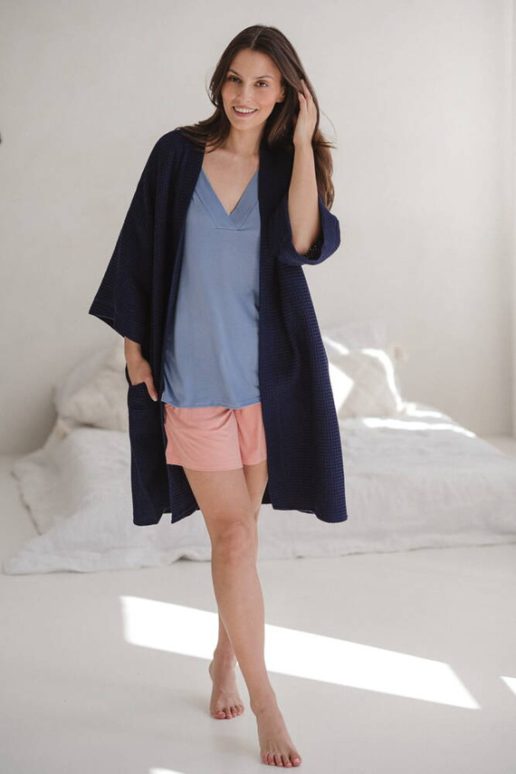 Moon bambusowe spodnie od piżamy ciążowej krótkie Milk&Love herbaciana róża