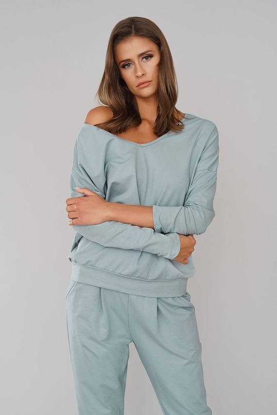 Karina Komplet Damski długi rękaw, spodnie Italian Fashion - pudrowy