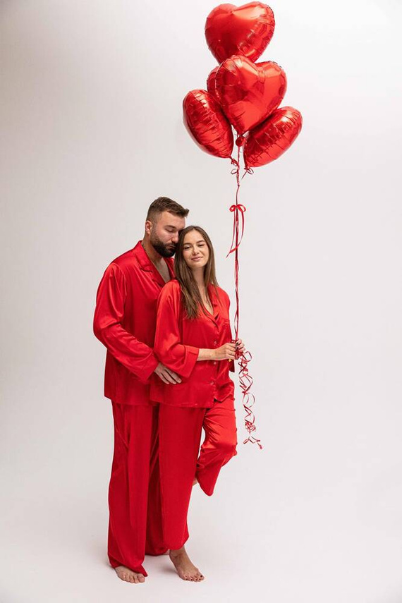 Lukas Piżama Męska Satyna - czerwony