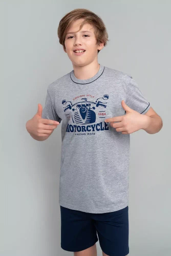 Piżama chłopięca krótki rękaw, spodnie Italian Fashion Gibson - melanż