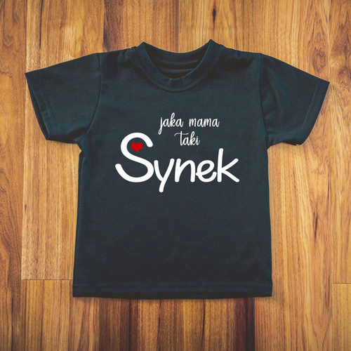 Koszulka dziecięca krótki rękaw "Jaka Mama taki Synek" Moocha czarny