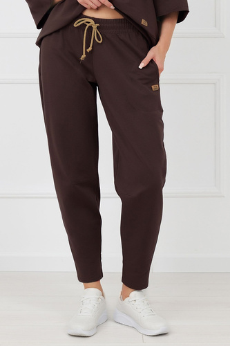 Spodnie dresowe Kaori Italian Fashion bawełna-brązowe