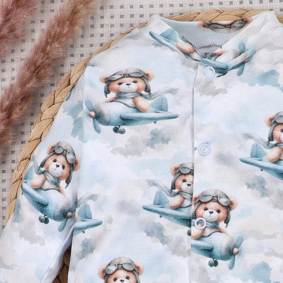 NINI BABY BEAR PILOT pajac niemowlęcy bawełna organiczna ABN-5747/PIL