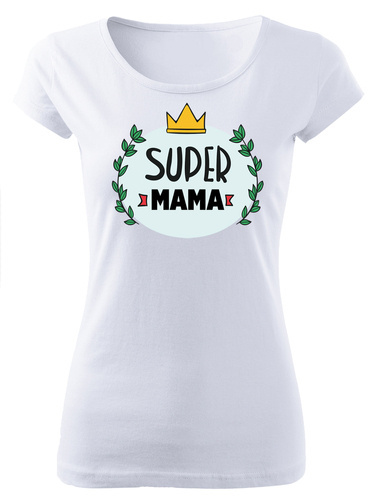 "Super mama" koszulka damska Dzień Mamy Moocha biały