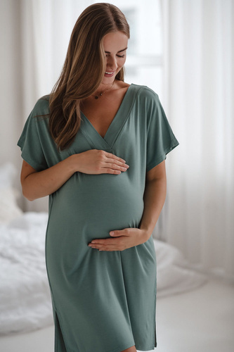 Moon bambusowa koszula nocna ciążowa i do karmienia Milk&Love eukaliptus