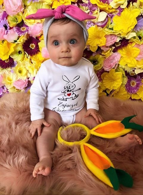 Body długi rękaw "Zajączek Wielkanocny" Moocha białe