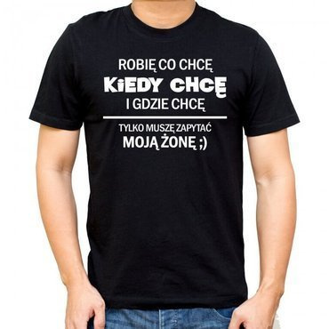 "Muszę zapytać żonę" Moocha koszulka męska czarny
