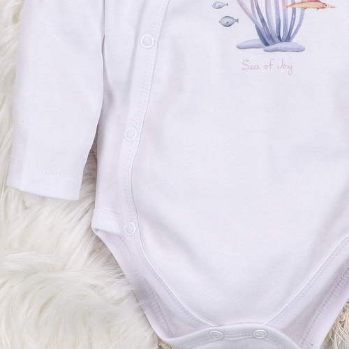 ABN-5472 Underwater World Body kopertowe z długim rękawem Nini biały– bawełna organiczna, dla niemowląt
