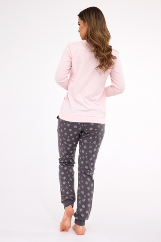 163/461 Snow Piżama damska Cornette różowy– bawełna, długi rękaw | Komfort i zimowy styl
