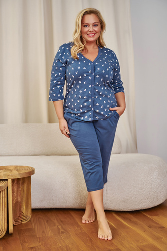7265 Piżama Damska Plus Size Doctor Nap - deep blue