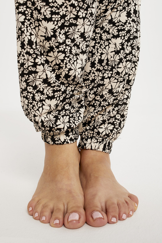 Gujana Piżama Damska długi rękaw, długie spodnie Italian Fashion - czarny/druk