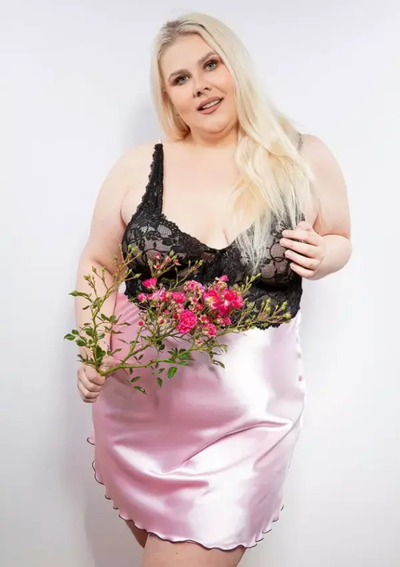 Oliwia Halka satynowa koszulka damska DKaren - wrzos