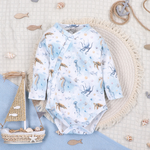 ABN-5441 Sea Of Joy Body kopertowe Nini niebieski - bawełna organiczna, dla niemowląt