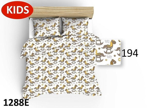 Pościel bawełniana 1412E kwiatki sowy miętowy