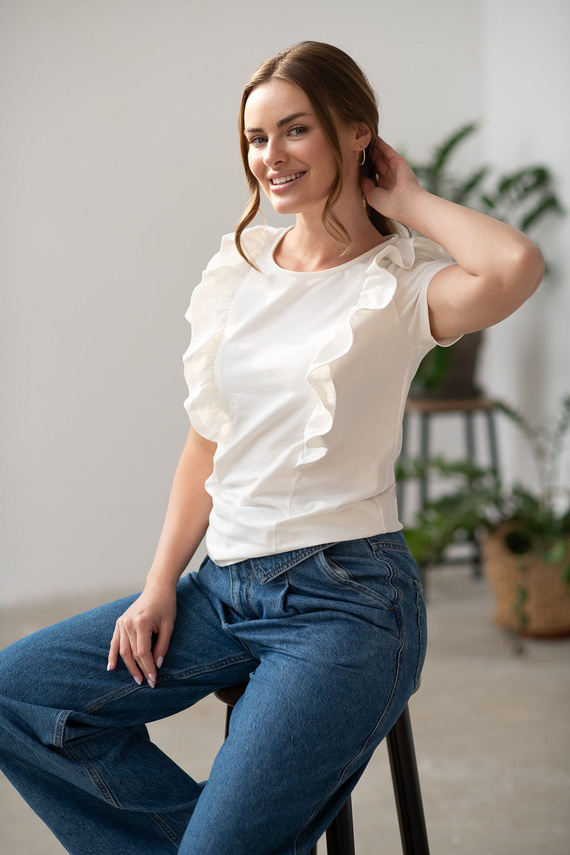 Milky Waves bluzka do karmienia z krótkim rękawem Milk&Love śmietankowy