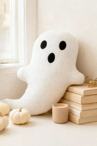 Duch boucle Poduszka dekoracyjna Spod Igły i Nitki – biały 28x40 cm, ozdoba na Halloween i jesień