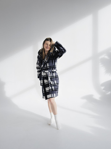 031 Kocyk Szlafrok De Lafense – ciepły polarowy szlafrok damski Super Cozy, szary