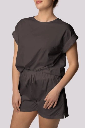 Bliss shortsleeve Piżama damska Mona grafitowy