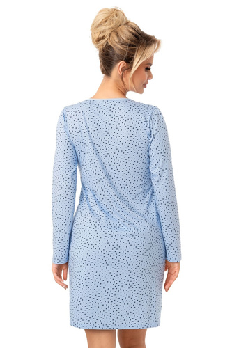 Koszula nocna Donna Star niebieska– bawełna, długi rękaw, pakowana w foliowy woreczek