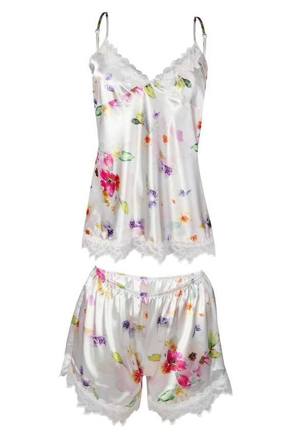 Flowers Komplet piżama damska DKaren -DK-KV biały 003