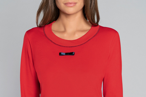 Izera Piżama Damska długi rękaw, długie spodnie Italian Fashion - czerwony/druk