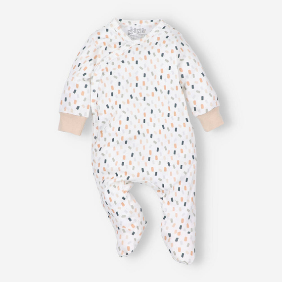 ABN-5327/KRE Pajacyk zapinany kopertowo z bawełny organicznej Nini kremowy