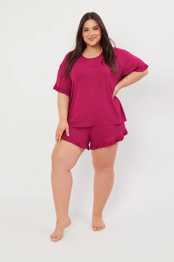 Styl Piżama Damska krótki rękaw, spodenki Italian Fashion - wino