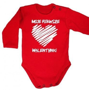 "Moje pierwsze Walentynki" Moocha body długi rękaw czerwony