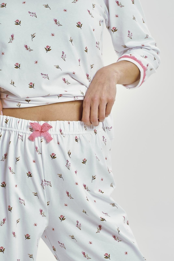 Elodie 3432 Piżama damska Taro biała bawełna rękaw 3/4 wygodna