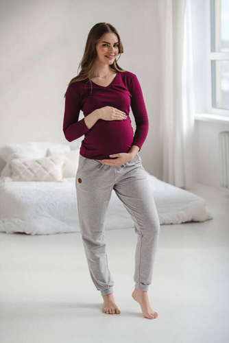 Milk Shirt Bluzka do karmienia i ciążowa z dekoltem w serek jagodowy