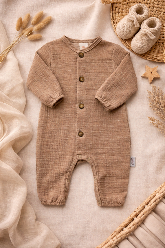 "Just Muslin Blue" Makoma Pajac muślinowy