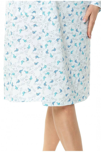 86565 Anna koszula nocna z rozpinanym dekoltem Mewa biały-turkus