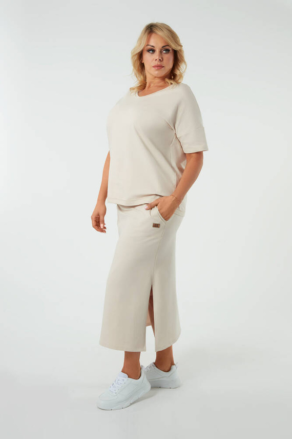 Stella spódnica damska maxi Italian Fashion - beżowy