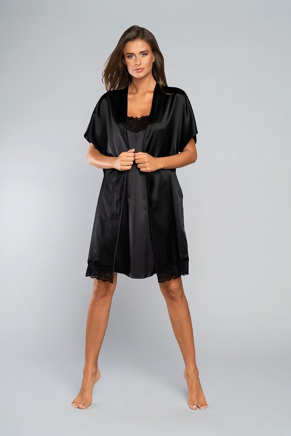 Dotyk Szlafrok krótki rękaw Italian Fashion - czarny