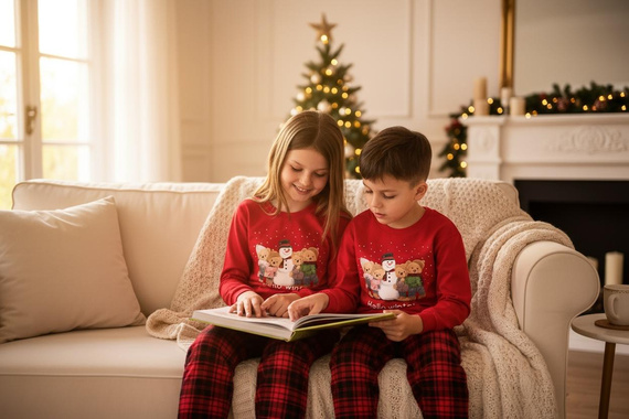 593/171 966/171 Winter Piżama chłopięca Cornette – świąteczna, czerwona, bawełna