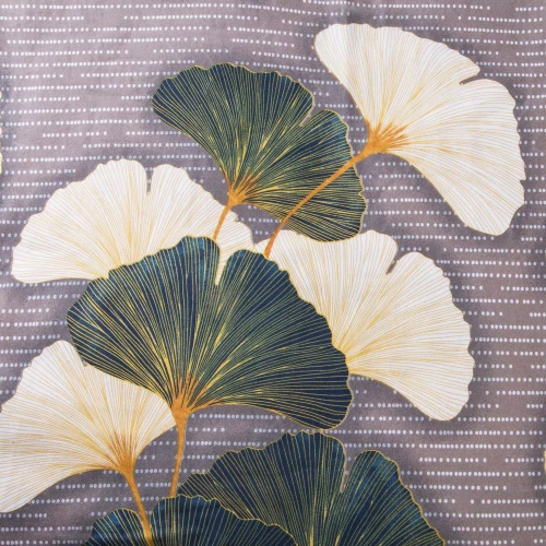 31510/2 Pościel flanelowa Flanelove Darymex beżowa zielona liście miłorzębu– komplet, 100% bawełna, ciepła i miękka